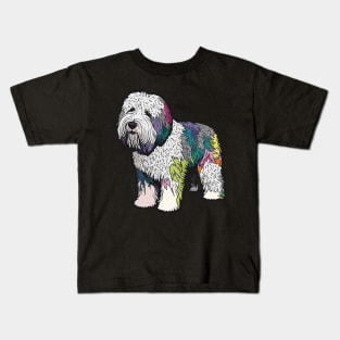Old English Sheepdog Dog Art Kids T-Shirt